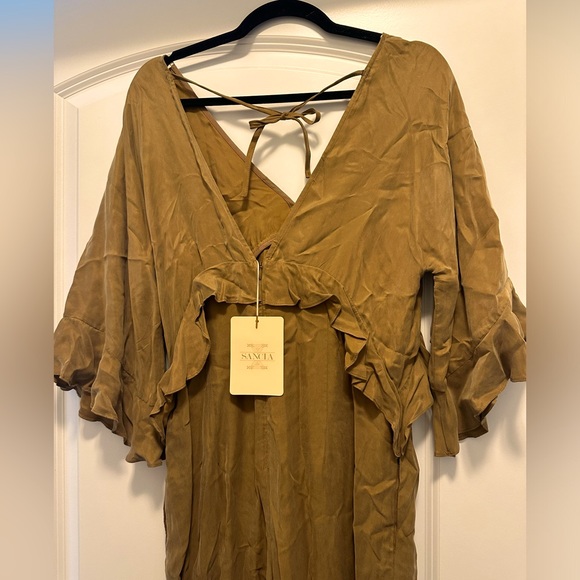 NWT SANCIA BROWN RUFFLE JUMPSUIT - Picture 3 of 9